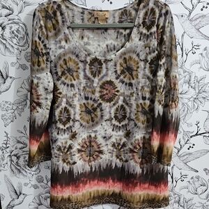 Peck & Peck Earthy Tie-Dye Blouse
